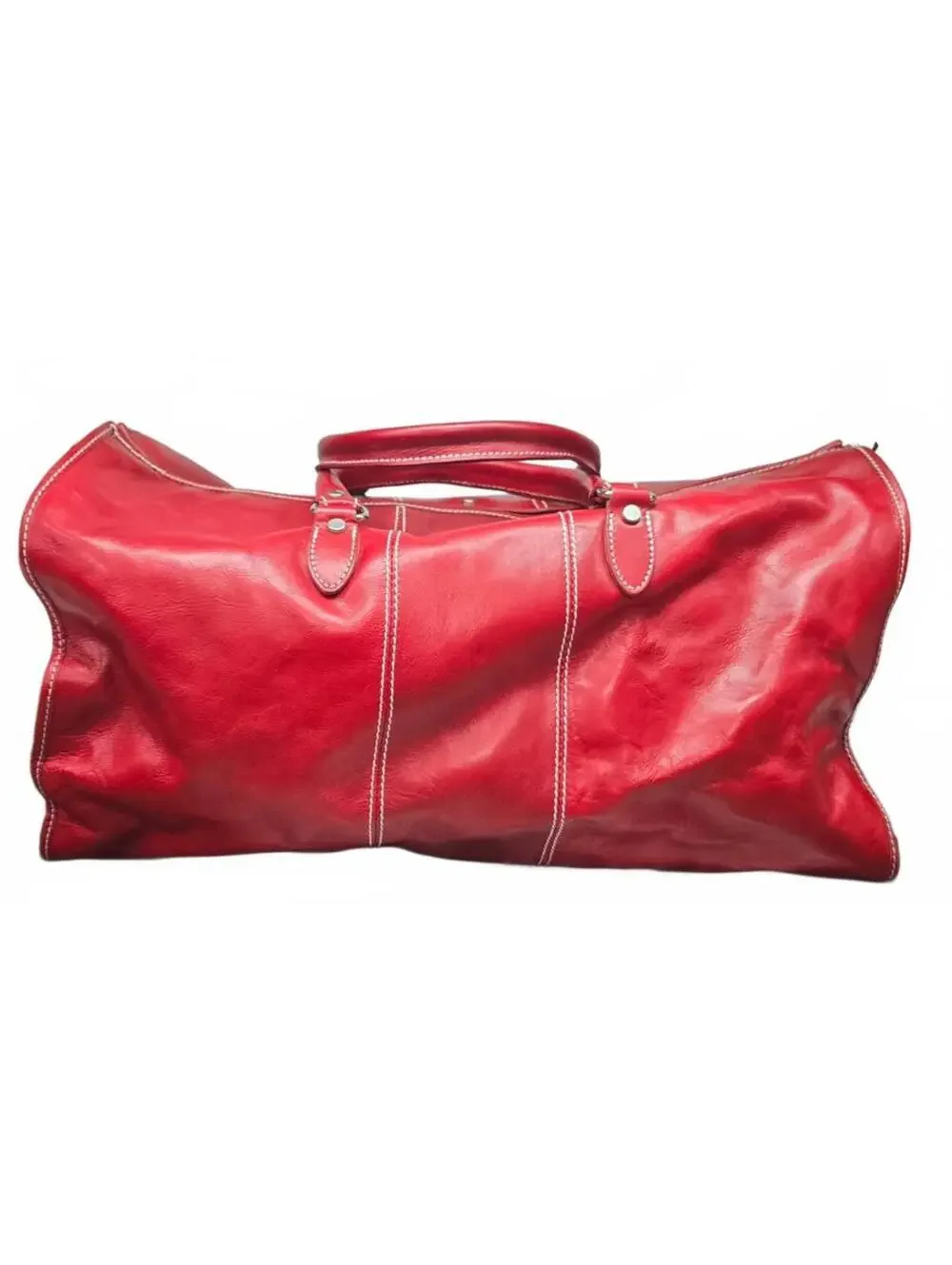 Floto Italian Leather Red Travel Duffel Bag